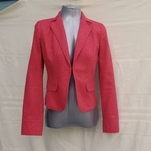 J. Crew Pink-Orange Herringbone Wool Blazer